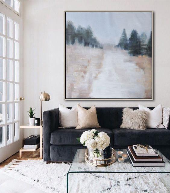Large Abstract Art,Oversized Abstract Landscape Oil Painting,Huge Abstract Canvas Art,Gray,White,Nude.etc